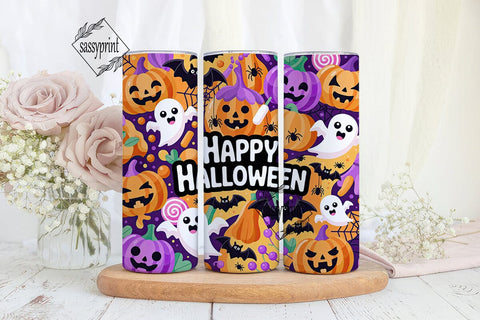 Happy Halloween Spooky Pumpkins Tumbler Sublimation sassyprint 