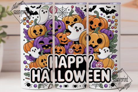 Happy Halloween Spooky Pumpkins Tumbler Sublimation sassyprint 