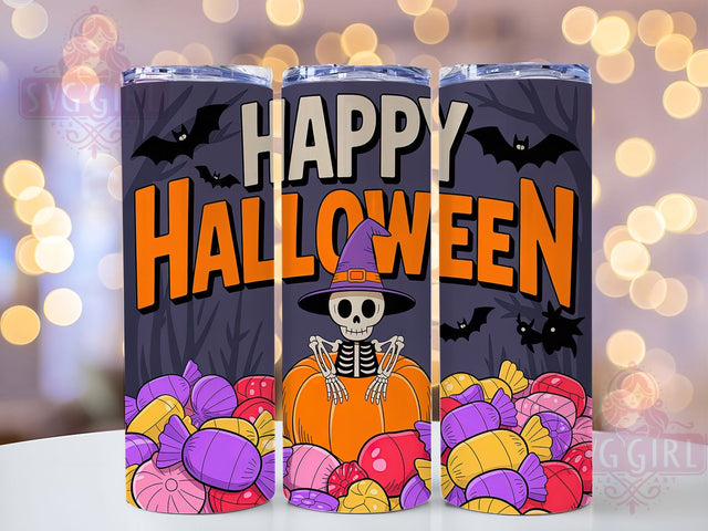 Happy Halloween Spooky Skull Tumbler, Spooky Skull Wrap, Halloween Skull Sublimation, Haunted Night Cup, Gothic Skull Drinkware, Scary Halloween Tumbler, Creepy Skull Design Sublimation SvggirlplusArt 