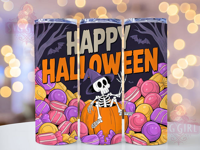 Happy Halloween Spooky Skull Tumbler, Spooky Skull Wrap, Halloween Skull Sublimation, Haunted Night Cup, Gothic Skull Drinkware, Scary Halloween Tumbler, Creepy Skull Design Sublimation SvggirlplusArt 