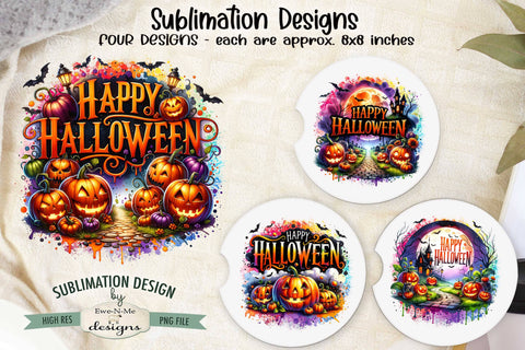 Happy Halloween Sublimation Designs | Four Halloween PNG Sublimation Ewe-N-Me Designs 