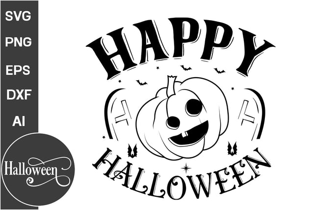 Happy Halloween SVG Cut File, Halloween SVG Design, Farmhouse Halloween SVG Design, SVGs, Food & Drink, Print & Cut, Quotes and Sayings SVG DesignPlante 503 