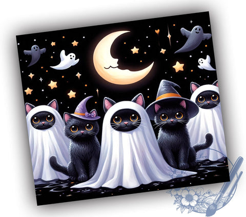 Happy Halloween Tumbler, Black Cat Design, Sublimation PNG, Halloween Decor, Spooky Gift, 20 oz Tumbler, Cat Lover Art, Trick or Treat Sublimation ToriDesigns 