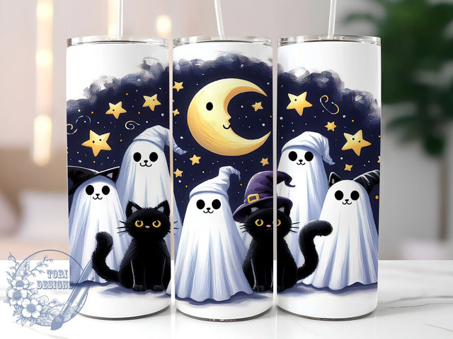 Happy Halloween Tumbler, Black Cat Design, Sublimation PNG, Halloween Decor, Spooky Gift, 20 oz Tumbler, Cat Lover Art, Trick or Treat Sublimation ToriDesigns 