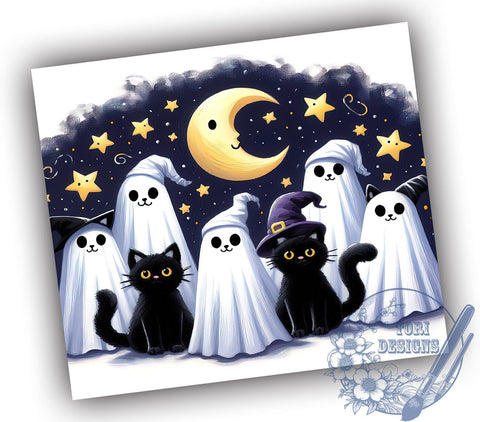 Happy Halloween Tumbler, Black Cat Design, Sublimation PNG, Halloween Decor, Spooky Gift, 20 oz Tumbler, Cat Lover Art, Trick or Treat Sublimation ToriDesigns 