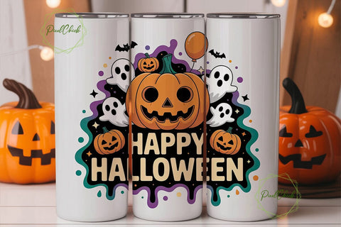 Happy Halloween Tumbler Wrap Sublimation PixelChick 
