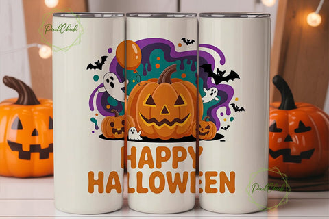 Happy Halloween Tumbler Wrap Sublimation PixelChick 