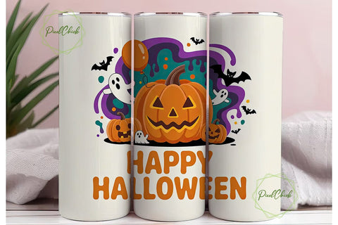 Happy Halloween Tumbler Wrap Sublimation PixelChick 
