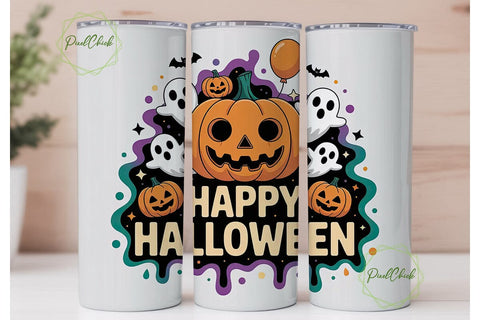 Happy Halloween Tumbler Wrap Sublimation PixelChick 