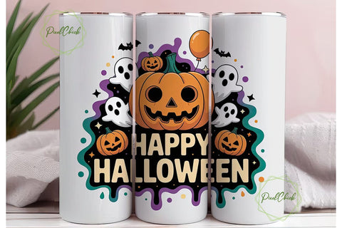 Happy Halloween Tumbler Wrap Sublimation PixelChick 