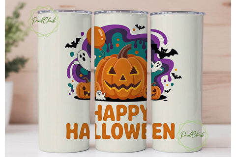 Happy Halloween Tumbler Wrap Sublimation PixelChick 
