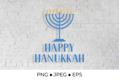 Happy Hanukkah hand lettering with Menorah candle sublimation Sublimation LaBelezoka 