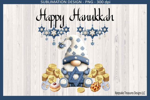Happy Hanukkah, Hanukkah Gnomes, Sublimation Png Design, Digital download Sublimation Keepsake Treasures Designs LLC. 