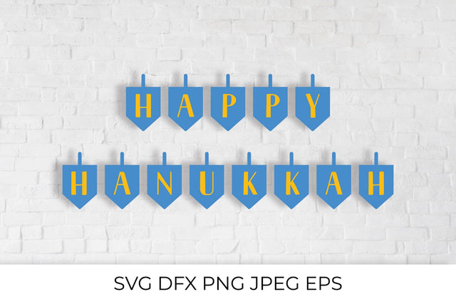 Happy Hanukkah lettering with dreidels SVG LaBelezoka 