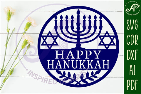 Happy Hanukkah wall sign svg laser cut SVG APInspireddesigns 