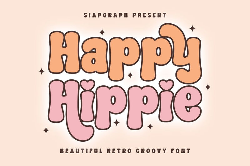 Happy Hippie – Retro Groovy Font Font Masyafi Studio 