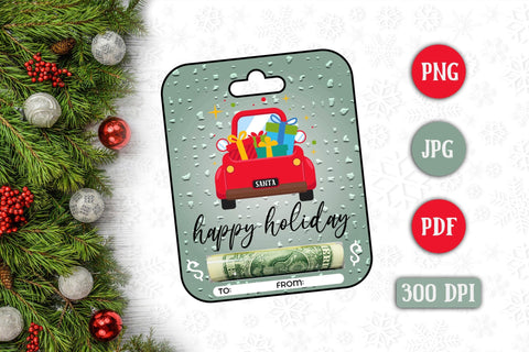 Happy Holiday PNG Christmas Money Card Holder Sublimation CraftLabSVG 