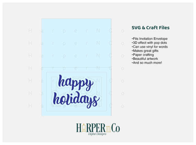 Happy Holidays Card SVG PNG Cut EPS File SVG HarperNCo 