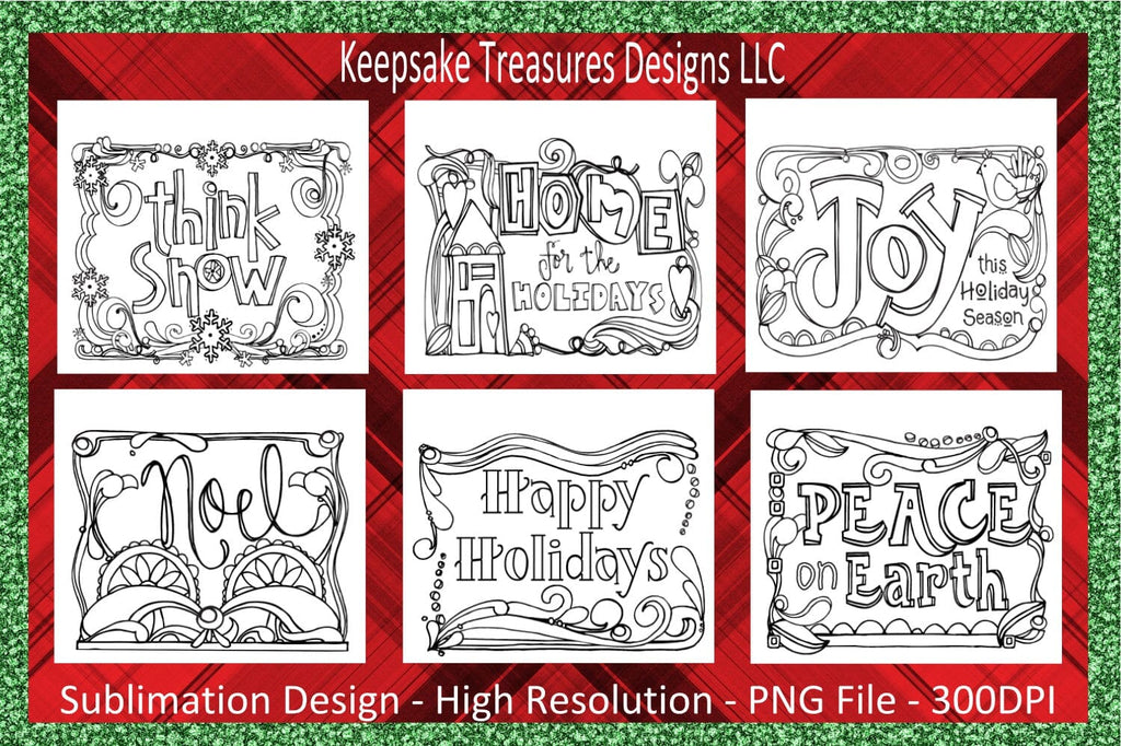 Happy Holidays Christmas Coloring Cards, 6 Printable Cards, Kids ...
