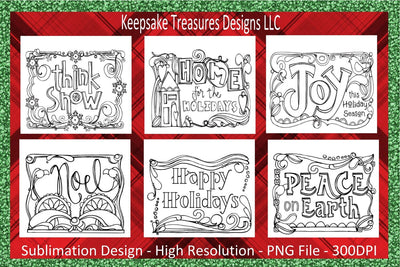 Happy Holidays Christmas Coloring Cards, 6 Printable Cards, Kids Coloring Cards, JPEG Printable, Digital Download Sublimation Keepsake Treasures Designs LLC. 