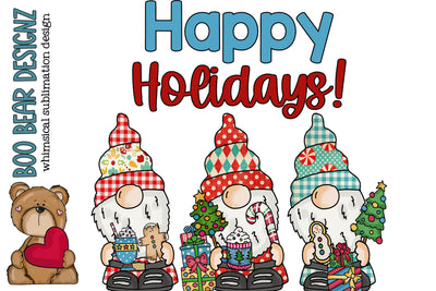 Happy Holidays Gnome Clipart Sublimation Boo Bear Designz 