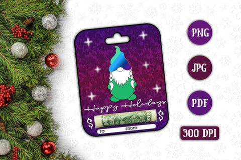 Happy Holidays PNG Christmas Money Card Sublimation CraftLabSVG 