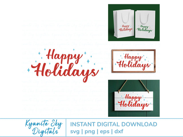 Happy Holidays retro sparkle Christmas SVG cut file SVG Kyanite Sky Digitals 