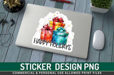 Happy holidays Sticker Design Sublimation Regulrcrative 