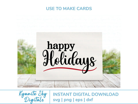 Happy Holidays SVG title with stars and flourishes SVG Kyanite Sky Digitals 