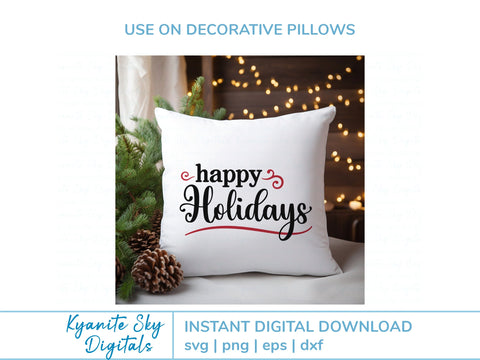 Happy Holidays SVG title with stars and flourishes SVG Kyanite Sky Digitals 