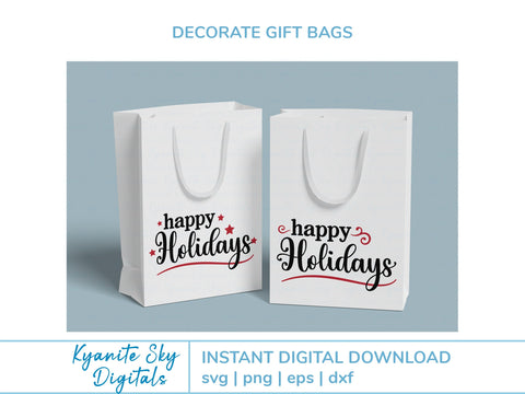 Happy Holidays SVG title with stars and flourishes SVG Kyanite Sky Digitals 