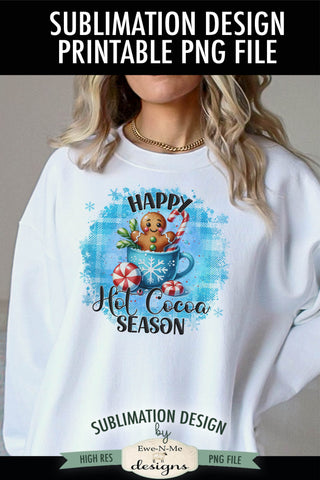 Happy Hot Cocoa Season Gingerbread in Cup Sublimation Design Sublimation Ewe-N-Me Designs 
