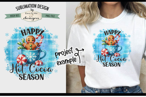 Happy Hot Cocoa Season Gingerbread in Cup Sublimation Design Sublimation Ewe-N-Me Designs 