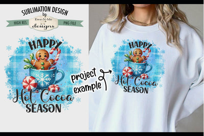 Happy Hot Cocoa Season Gingerbread in Cup Sublimation Design Sublimation Ewe-N-Me Designs 