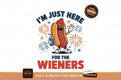 Happy hot dog with drink and fireworks hotdog celebration Sublimation Designangry 
