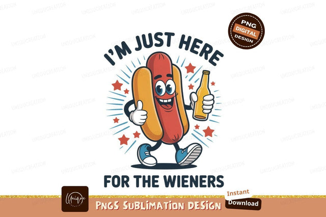 Happy hotdog character holding beer bottle cartoon Sublimation Designangry 
