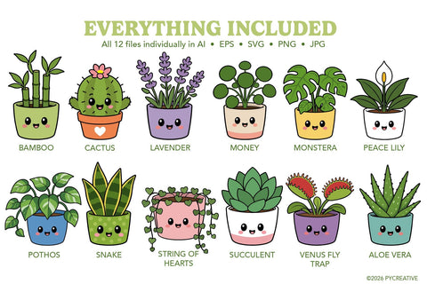 Happy Houseplants Clipart SVG PNG SVG Patty Young Creative 