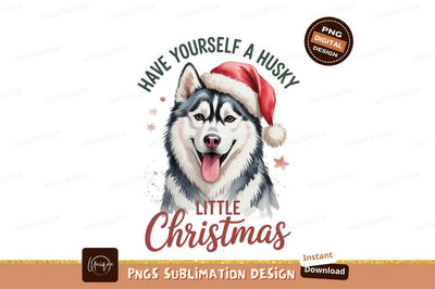 Happy husky wearing santa hat christmas Sublimation Designangry 