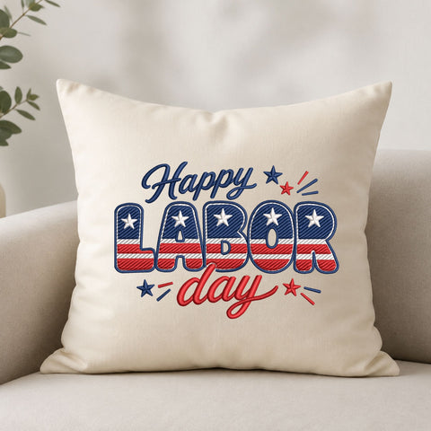 Happy Labor Day Machine Embroidery Design – Patriotic USA Flag Labor Day Embroidery File Embroidery/Applique DESIGNS PatternFeed8 