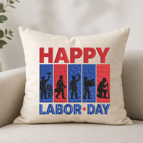 Happy Labor Day Machine Embroidery Design – Worker Silhouette Patriotic Labor Day Embroidery Embroidery/Applique DESIGNS PatternFeed8 
