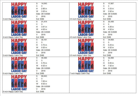 Happy Labor Day Machine Embroidery Design – Worker Silhouette Patriotic Labor Day Embroidery Embroidery/Applique DESIGNS PatternFeed8 