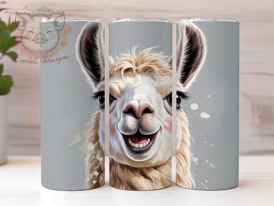 Happy Llama Cute Farm Animal 20oz Tumbler Wrap, Wildlife Animal, Joyful Smile, Farm Animal, Cute Illustration, 20oz Tumbler Wrap, Sublimation PNG Sublimation Lara' s Designs 
