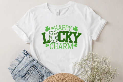Happy Lucky Charm St patrick's Day Quote SVG Tshirt Design, Irish svg SVG FiveStarCrafting 