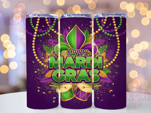 Happy Mardi Gras Celebration Tumbler, Carnival Celebration Wrap, Festive Party Cup, 20oz Sublimation Wrap, New Orleans Celebration Tumbler, Colorful Mardi Gras Design Cup, Mardi Gras Party Theme Wrap Sublimation SvggirlplusArt 