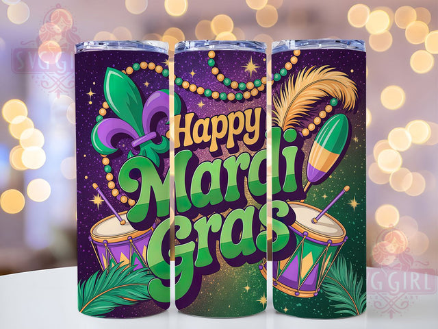 Happy Mardi Gras Celebration Tumbler, Carnival Celebration Wrap, Festive Party Cup, 20oz Sublimation Wrap, New Orleans Celebration Tumbler, Colorful Mardi Gras Design Cup, Mardi Gras Party Theme Wrap Sublimation SvggirlplusArt 