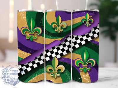 Happy Mardi Gras Fleur de Lis Tumbler, Happy Mardi Gras Wrap, Carnival Celebration Cup, 20oz Sublimation Wrap, New Orleans Party Tumbler, Festive Fleur de Lis Design Cup, Mardi Gras Symbol Theme Wrap Sublimation ToriDesigns 