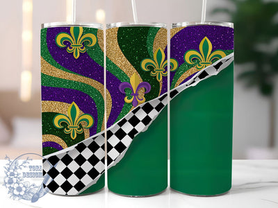 Happy Mardi Gras Fleur de Lis Tumbler, Happy Mardi Gras Wrap, Carnival Celebration Cup, 20oz Sublimation Wrap, New Orleans Party Tumbler, Festive Fleur de Lis Design Cup, Mardi Gras Symbol Theme Wrap Sublimation ToriDesigns 