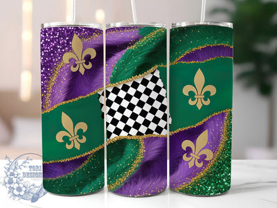 Happy Mardi Gras Fleur de Lis Tumbler, Happy Mardi Gras Wrap, Carnival Celebration Cup, 20oz Sublimation Wrap, New Orleans Party Tumbler, Festive Fleur de Lis Design Cup, Mardi Gras Symbol Theme Wrap Sublimation ToriDesigns 