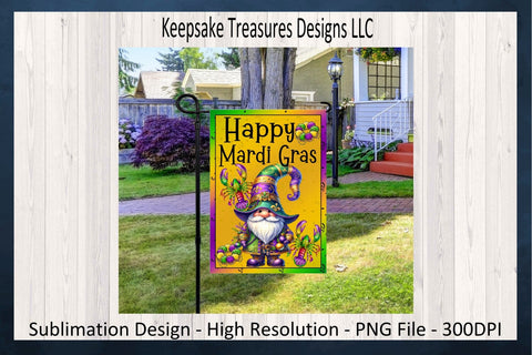Happy Mardi Gras Garden Flag, Sublimation PNG Design, Mardi Gras Celebration, Digital Download, PNG Printable Sublimation Keepsake Treasures Designs LLC. 