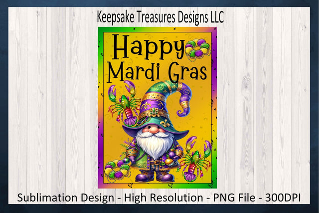 Happy Mardi Gras Garden Flag, Sublimation PNG Design, Mardi Gras Celebration, Digital Download, PNG Printable Sublimation Keepsake Treasures Designs LLC. 